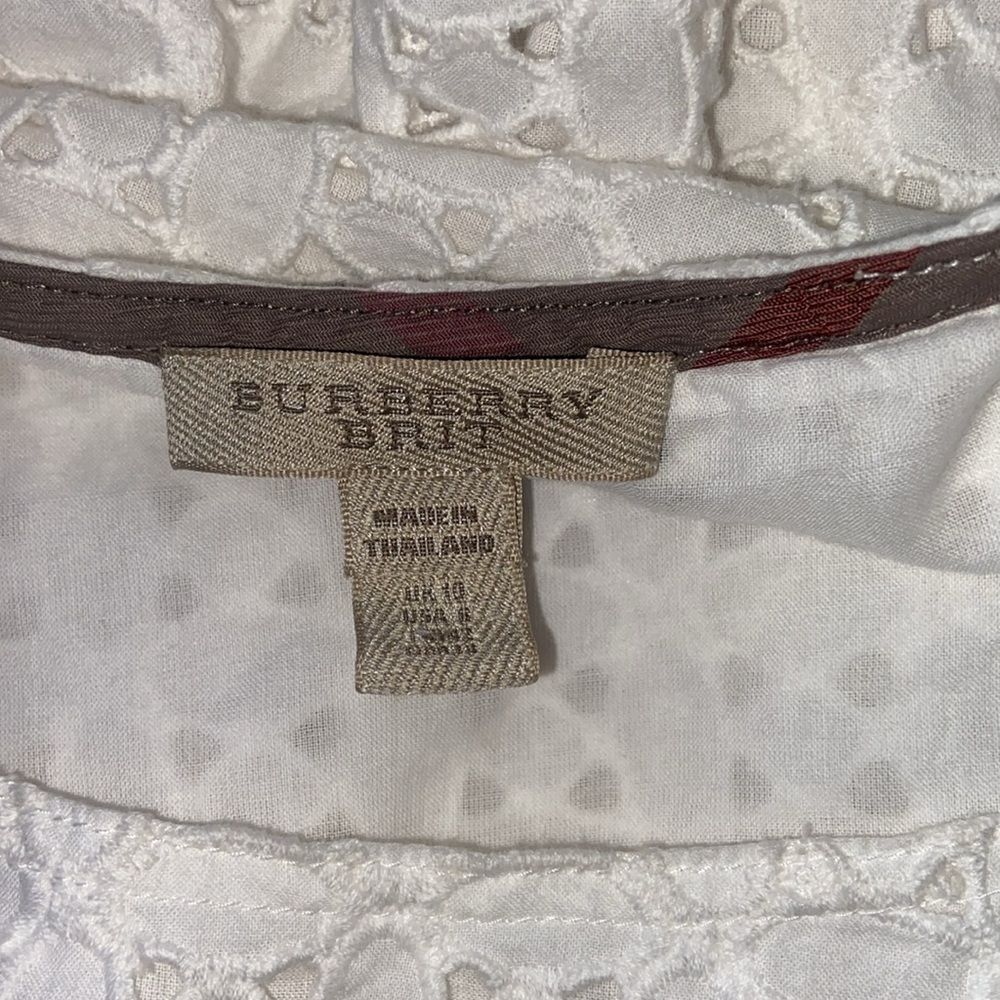 Burberry Dress White Eyelet Fit & Flare Fully Lined Sz Medium Nwot! - Picture 7 of 7